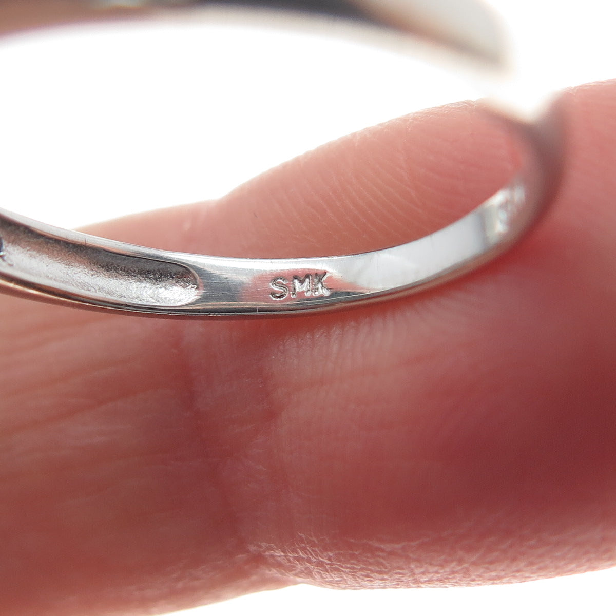 925 Sterling Silver Real Round-Cut Diamond & Oval-Cut Emerald Ring Size 7.75