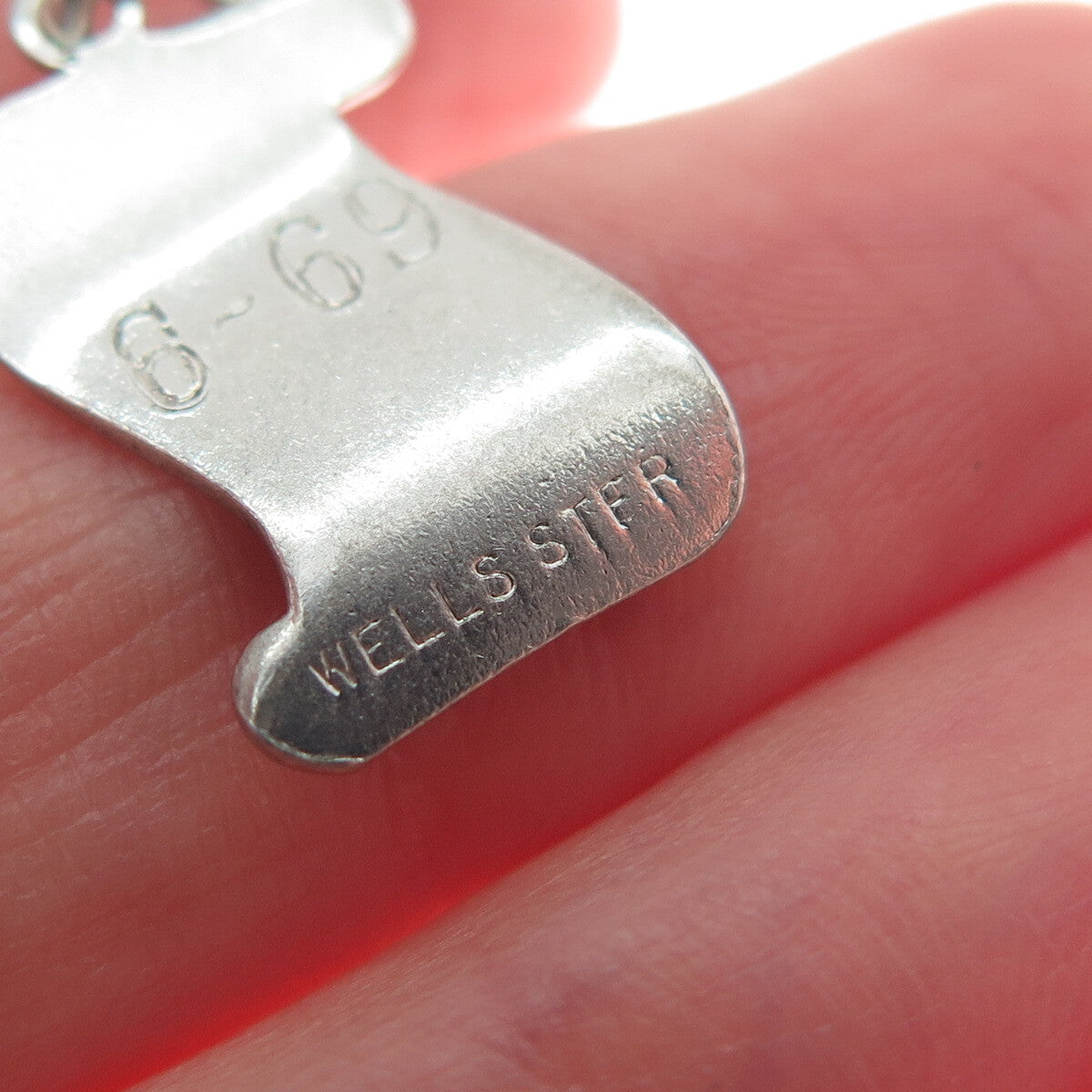 WELLS 925 Sterling Silver Vintage Enamel Diploma Minimalist Charm Pendant