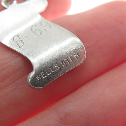 WELLS 925 Sterling Silver Vintage Enamel Diploma Minimalist Charm Pendant