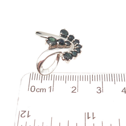 CNA Pranda Sterling Silver Vintage Real Round-Cut Sapphire Slide Charm Pendant