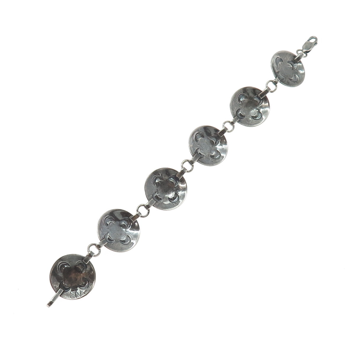 SHAWN NELSON NAVAJO Old Pawn 925 Sterling Vintage Turquoise Flower Bracelet 7"