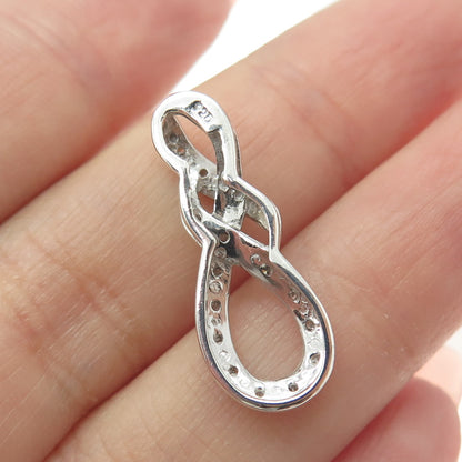 925 Sterling Silver Real Round-Cut Diamond Infinity Pendant