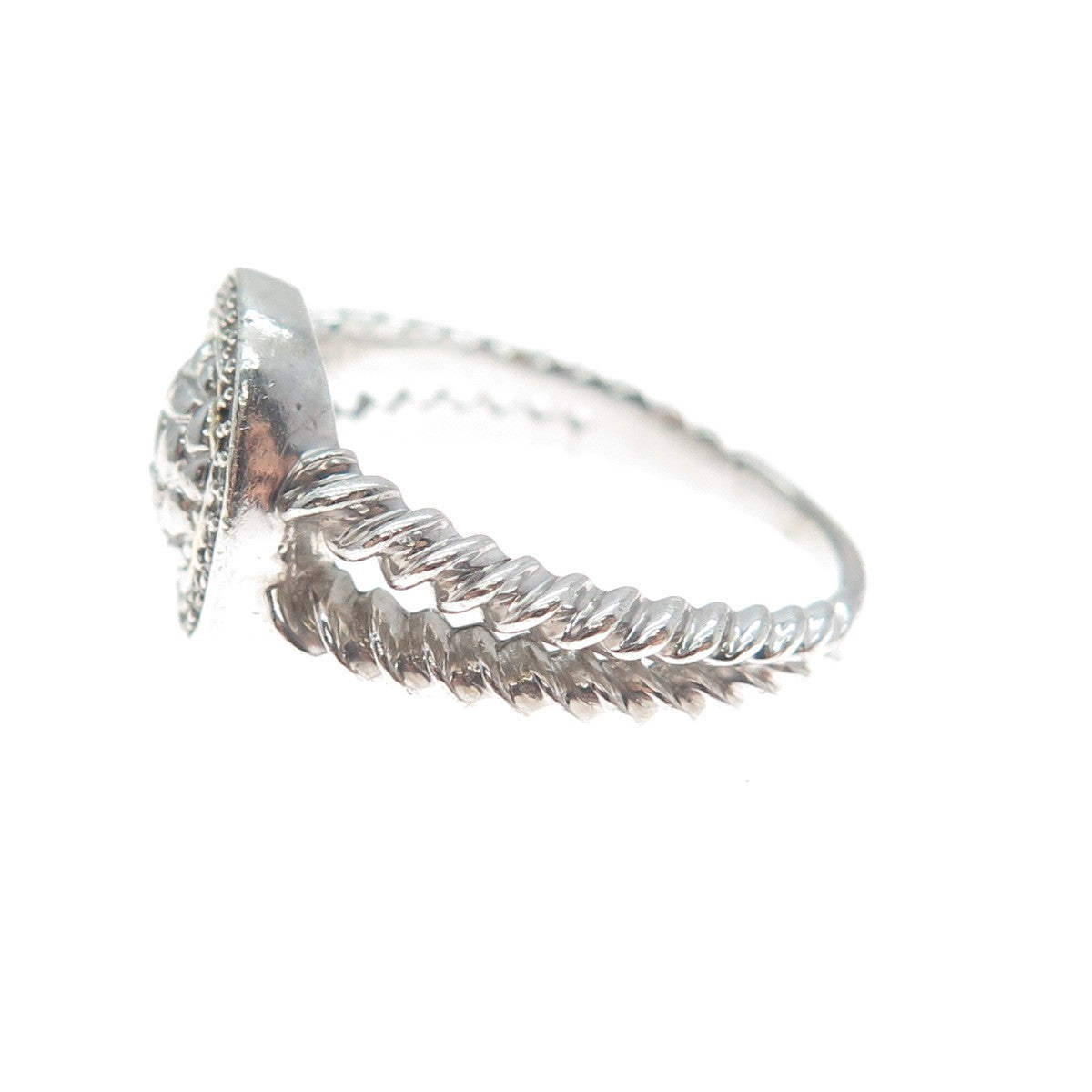 AV DIAMOND 925 Sterling Silver Real Round-Cut Diamond Promise Ring Size 6.75