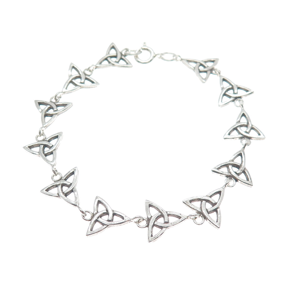 925 Sterling Silver Vintage Triquetra Celtic Link Bracelet 6.75"