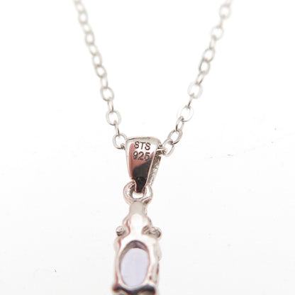 Chuck Clemency 925 Sterling Silver Real Tanzanite Cable Chain Necklace 20"