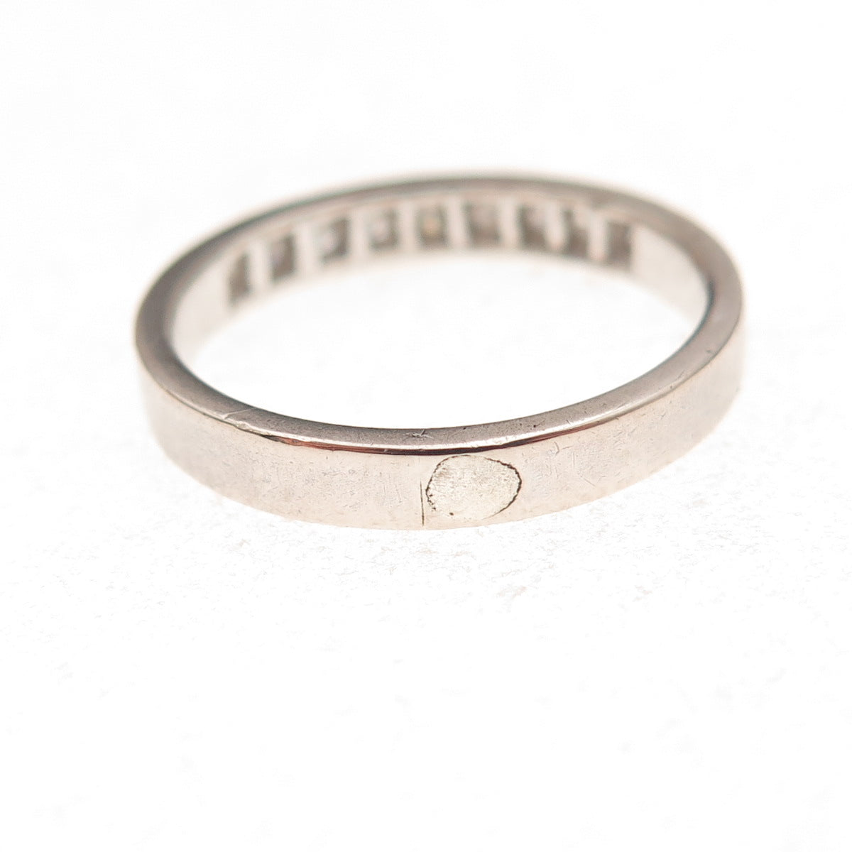925 Sterling Silver Antique Chinese Export Real Diamond Band Ring Size 6.5