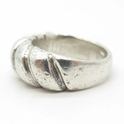925 Sterling Silver Vintage Ribbed Rope Ring Size 8.5