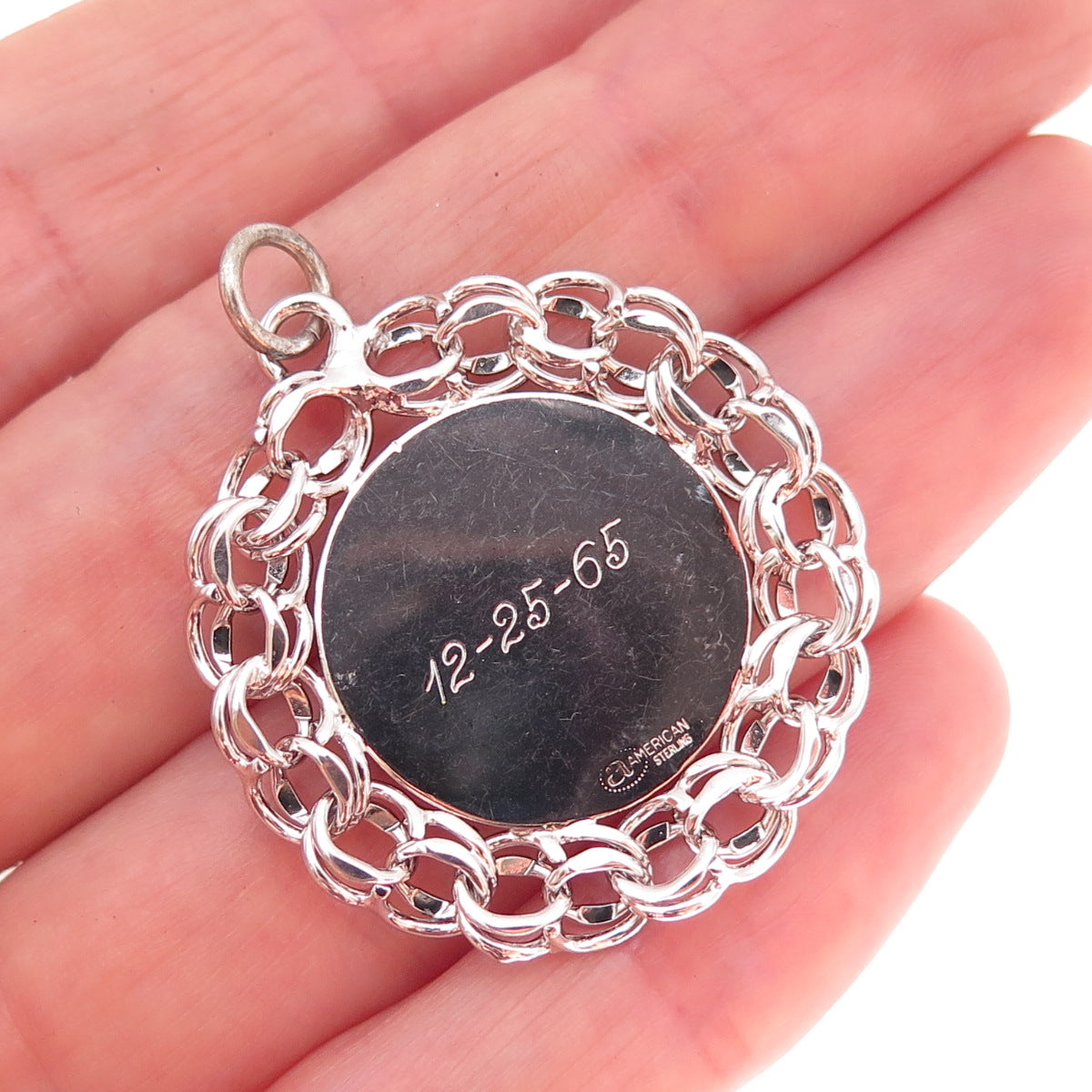 American 925 Sterling Silver Vintage Merry Christmas Bells Charm Pendant