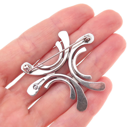 925 Sterling Silver Vintage Modernist Oxidized Pin Brooch