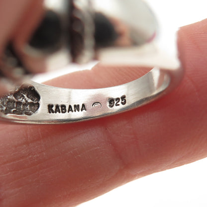 KABANA 925 Sterling Silver Vintage Modernist Dome Oxidized Ring Size 7