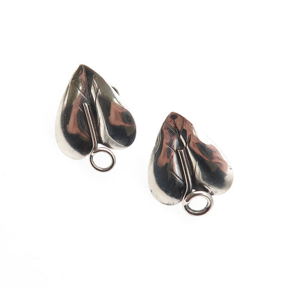 925 Sterling Silver Antique Art Deco Floral Leaf Oxidized Screw Back Earrings