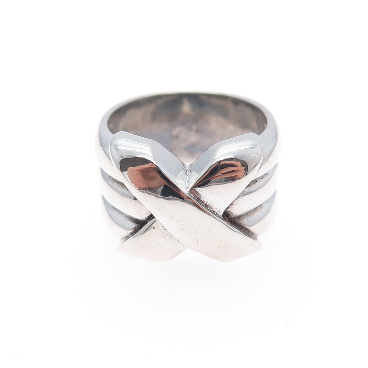CHATEAU D'ARGENT 925 Sterling Silver Vintage Modernist X Shape Ring Size 6.25