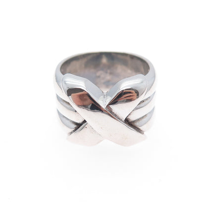 CHATEAU D'ARGENT 925 Sterling Silver Vintage Modernist X Shape Ring Size 6.25