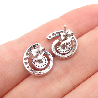 925 Sterling Silver Round-Cut C Z Spiral Stud Earrings