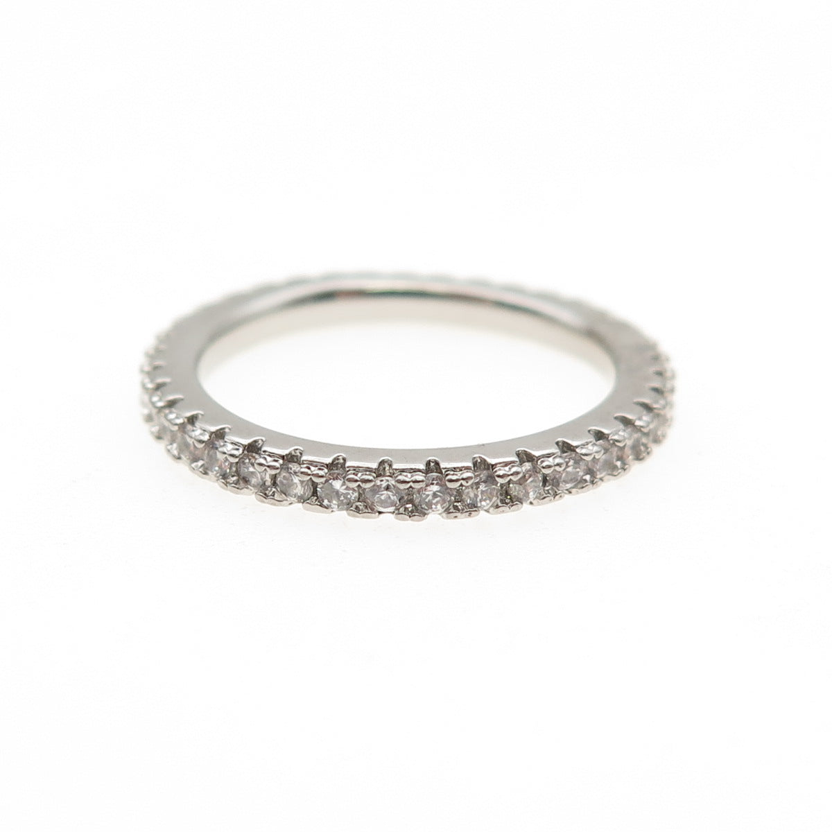 925 Sterling Silver Round-Cut C Z Eternity Band Ring Size 6