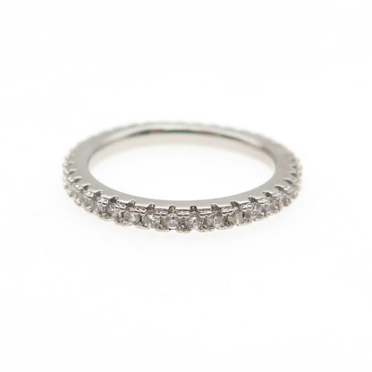 925 Sterling Silver Round-Cut C Z Eternity Band Ring Size 6