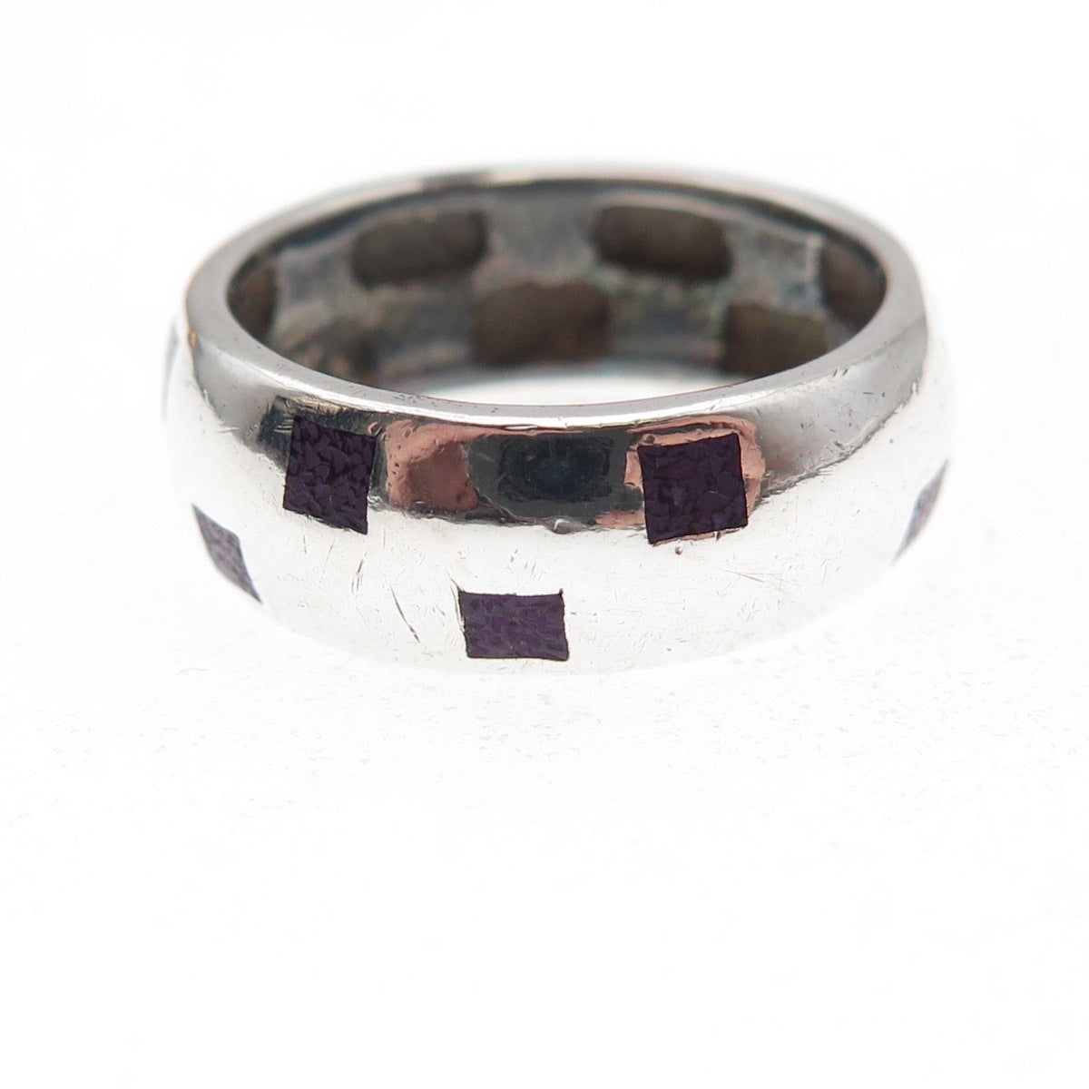 Silver Fox 925 Sterling Vintage Real Sugilite Inlay Chest Band Ring Size 8