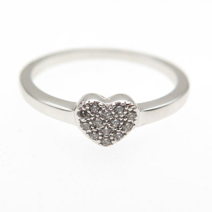 925 Sterling Silver Round-Cut C Z Heart Ring Size 6.25
