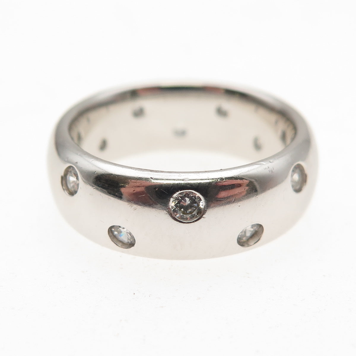 925 Sterling Silver Round-Cut C Z Band Ring Size 7.25