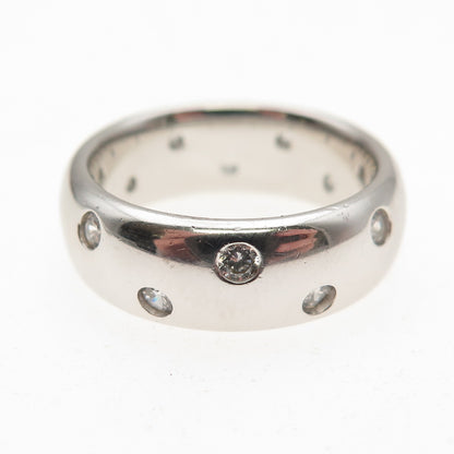 925 Sterling Silver Round-Cut C Z Band Ring Size 7.25