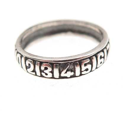 925 Sterling Silver Vintage Natural Numbers Oxidized Band Ring Size 7