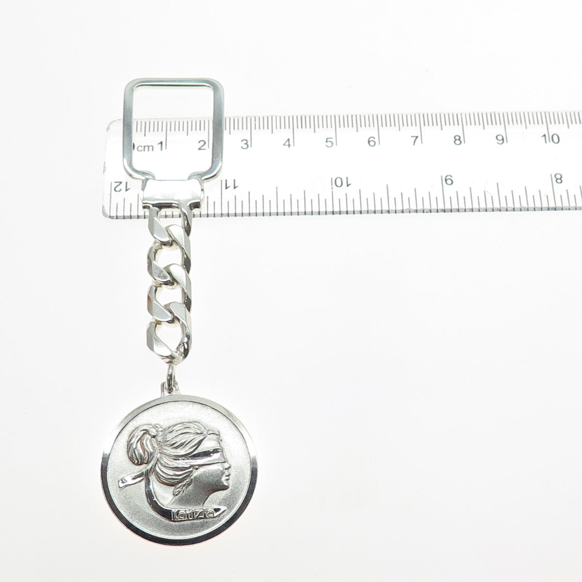 925 Sterling Silver Vintage Italy Karizia SPA Logo Key Chain Fob Ring Holder