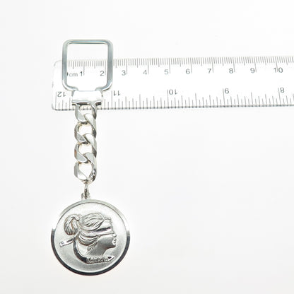 925 Sterling Silver Vintage Italy Karizia SPA Logo Key Chain Fob Ring Holder
