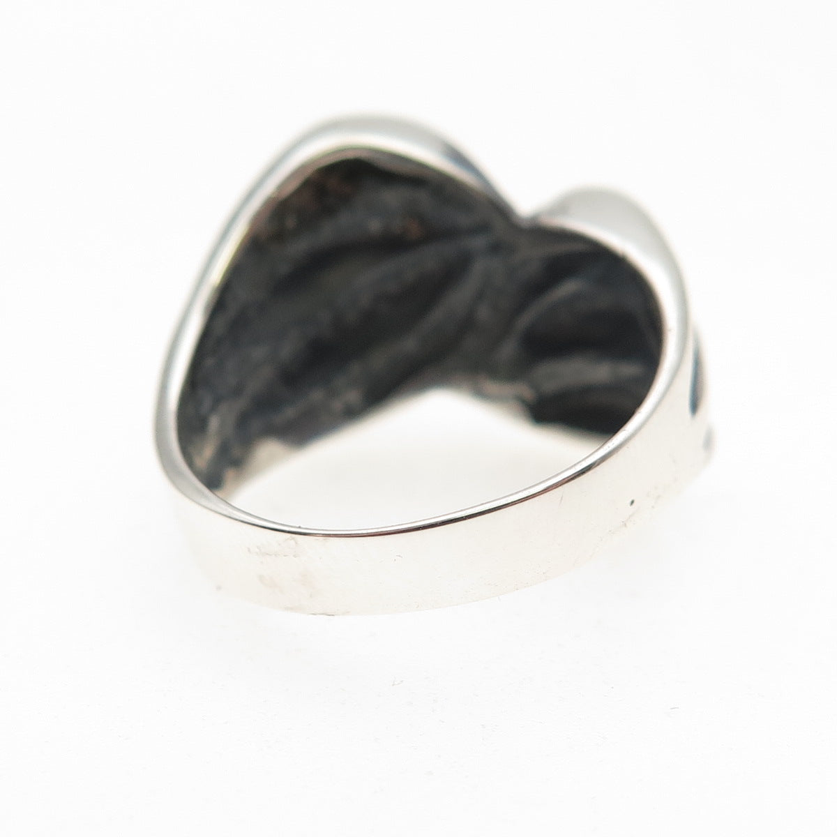 925 Sterling Silver Vintage Modernist Bypass Oxidized Ring Size 7.25