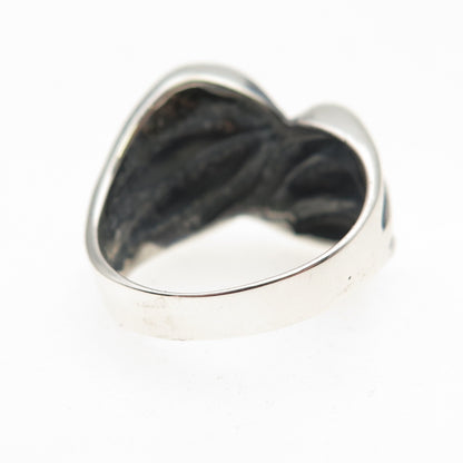 925 Sterling Silver Vintage Modernist Bypass Oxidized Ring Size 7.25
