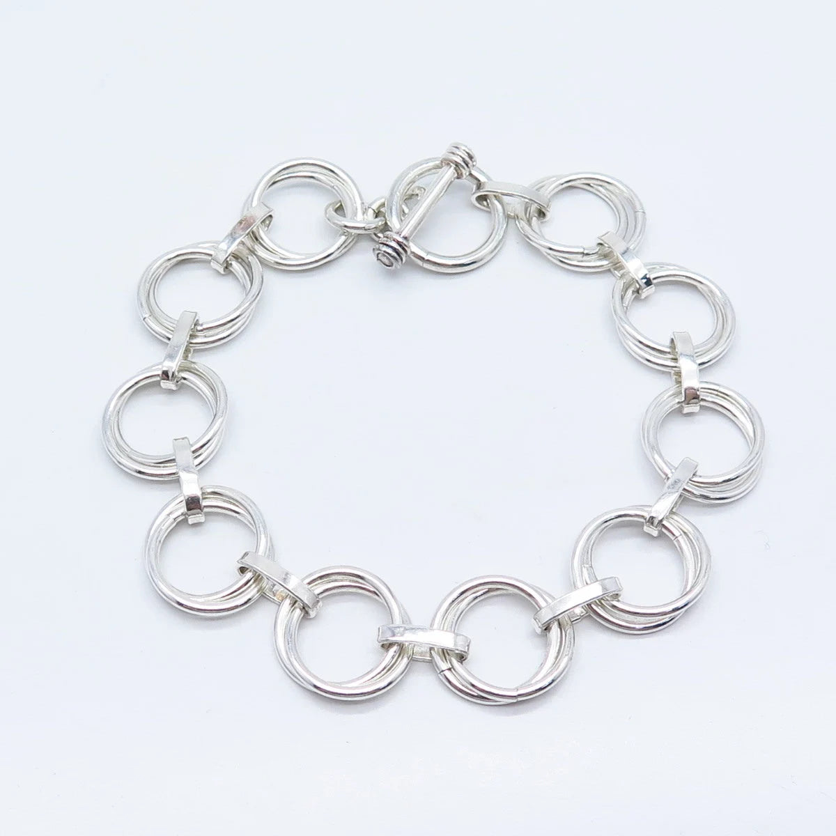 925 Sterling Silver Vintage Rolo Link Bracelet 8"