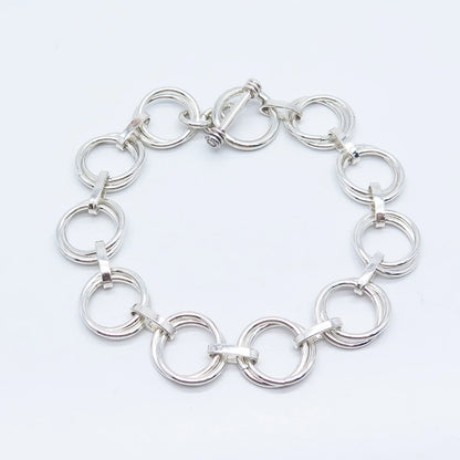 925 Sterling Silver Vintage Rolo Link Bracelet 8"