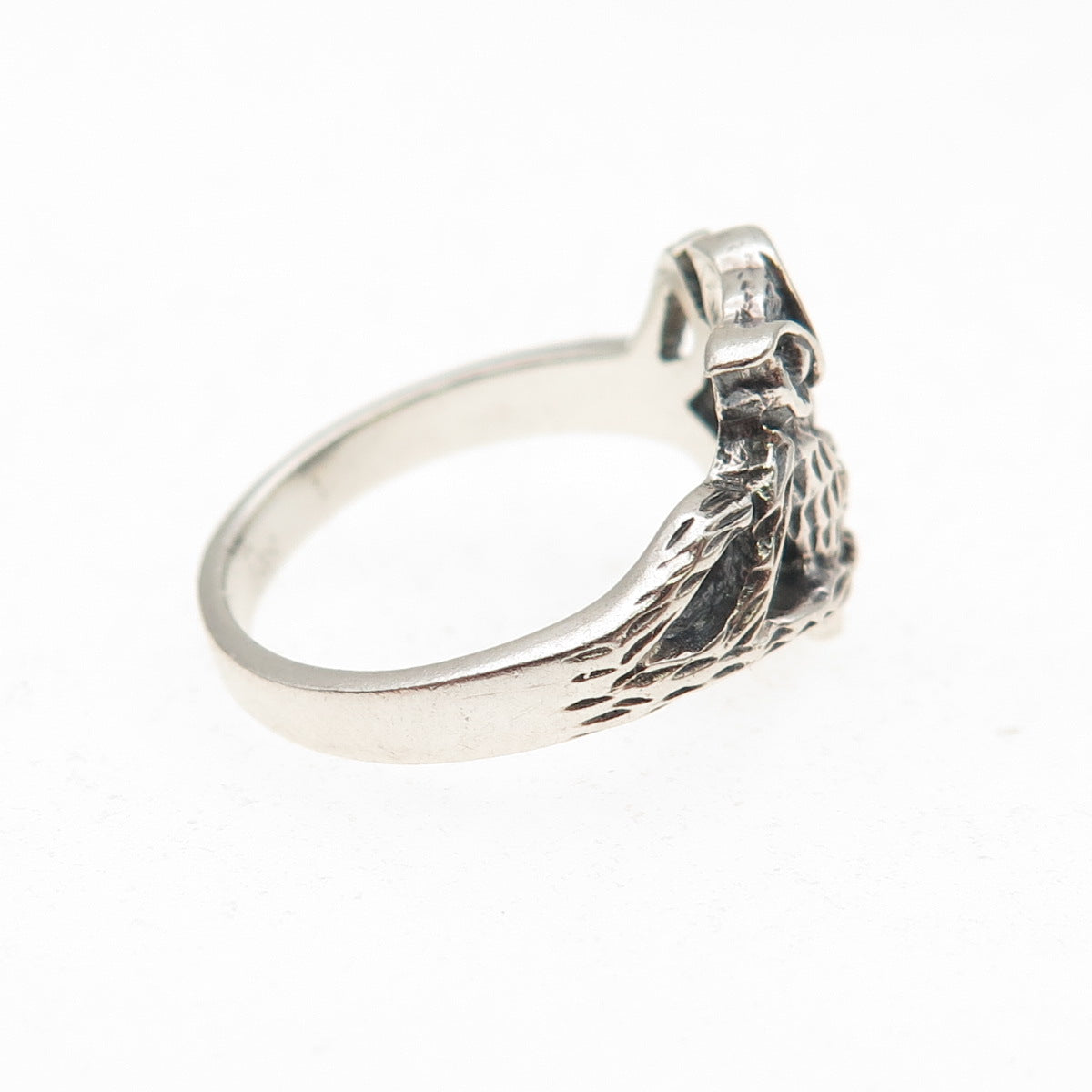925 Sterling Silver Vintage Wise Owl Oxidized Ring Size 5.75