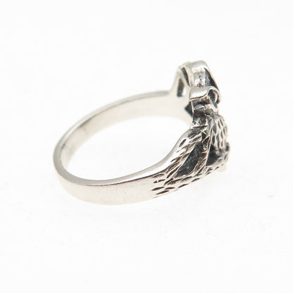 925 Sterling Silver Vintage Wise Owl Oxidized Ring Size 5.75