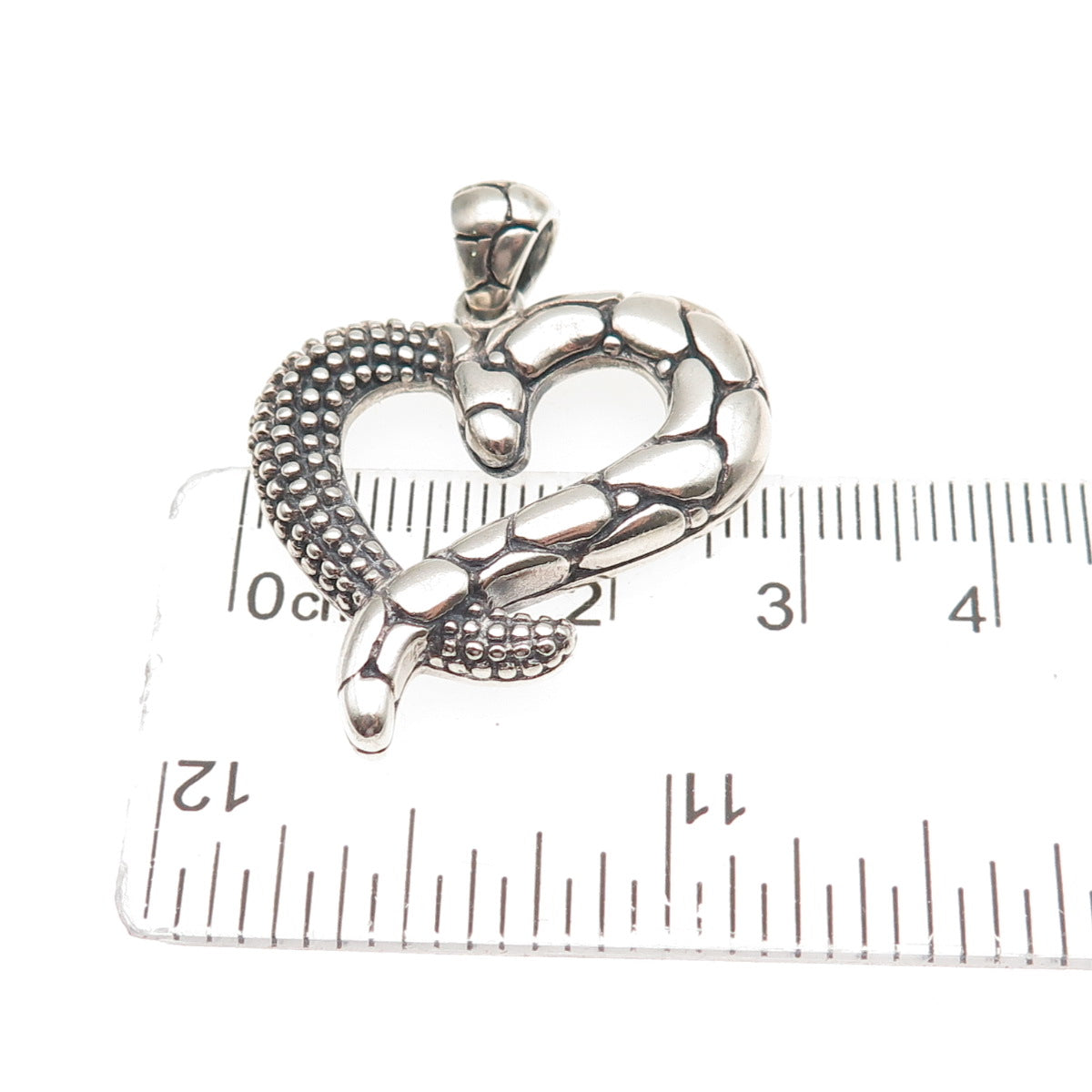 925 Sterling Silver Vintage Granulated Kali Heart Oxidized Charm Pendant