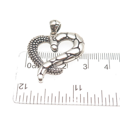 925 Sterling Silver Vintage Granulated Kali Heart Oxidized Charm Pendant