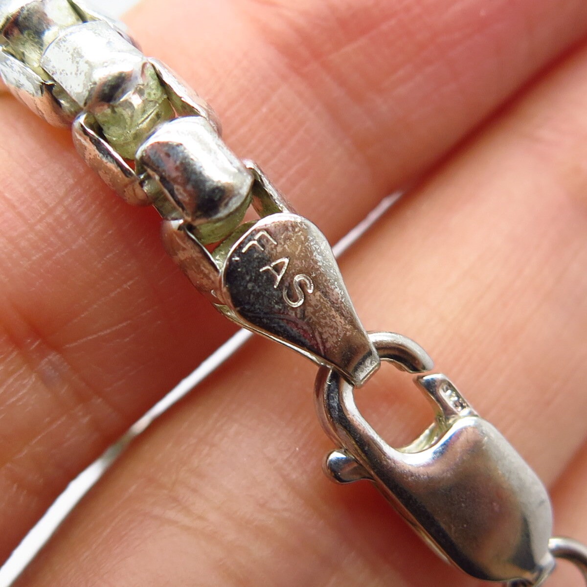 925 Sterling Silver Vintage Italy Box Link Bracelet 7.75"