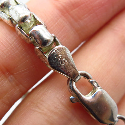 925 Sterling Silver Vintage Italy Box Link Bracelet 7.75"