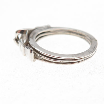 925 Sterling Silver Vintage Mexico Fede Gimmel Friendship Folding Ring Size 5.25