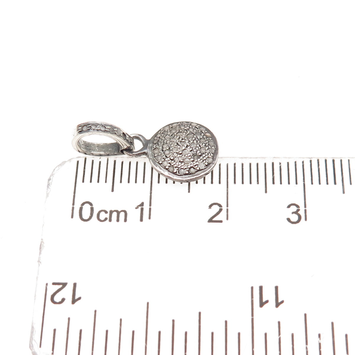 925 Sterling Silver Real Round-Cut Diamond Charm Pendant