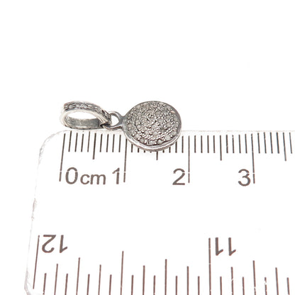925 Sterling Silver Real Round-Cut Diamond Charm Pendant