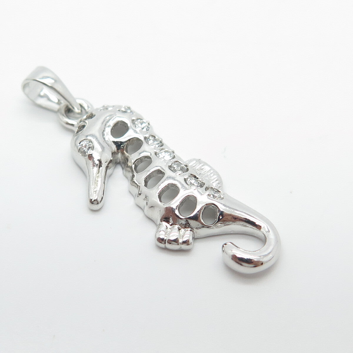 925 Sterling Silver C Z Seahorse Pendant