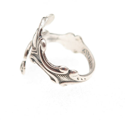 Avon 925 Sterling Silver Vintage Treasured Heart Adjustable Spoon Ring Size 8