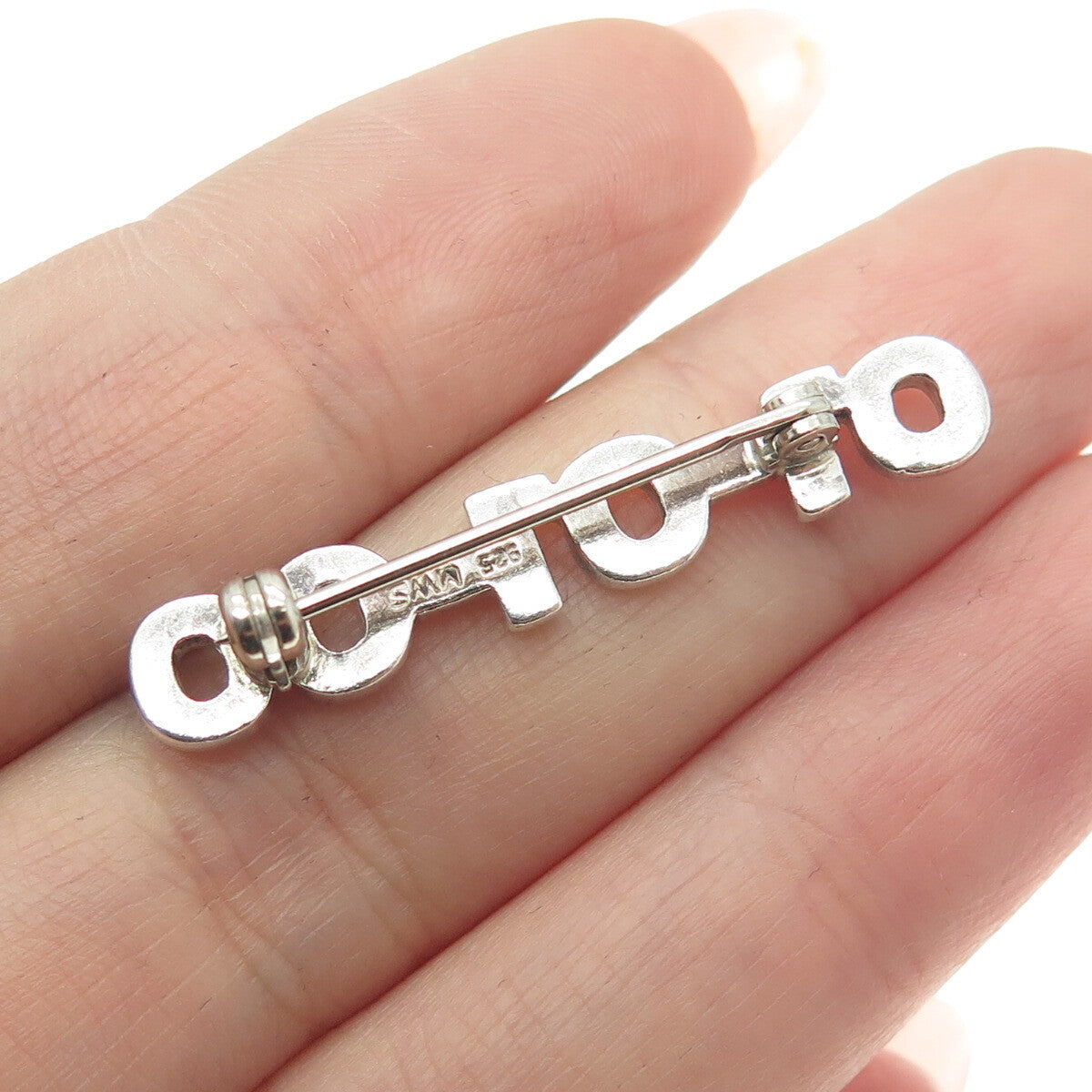 MARK WASSERMAN SAMARA 925 Sterling Silver Vintage "01-01-00" Pin Brooch