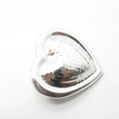925 Sterling Silver Vintage Mexico Puffy Heart Pin Brooch