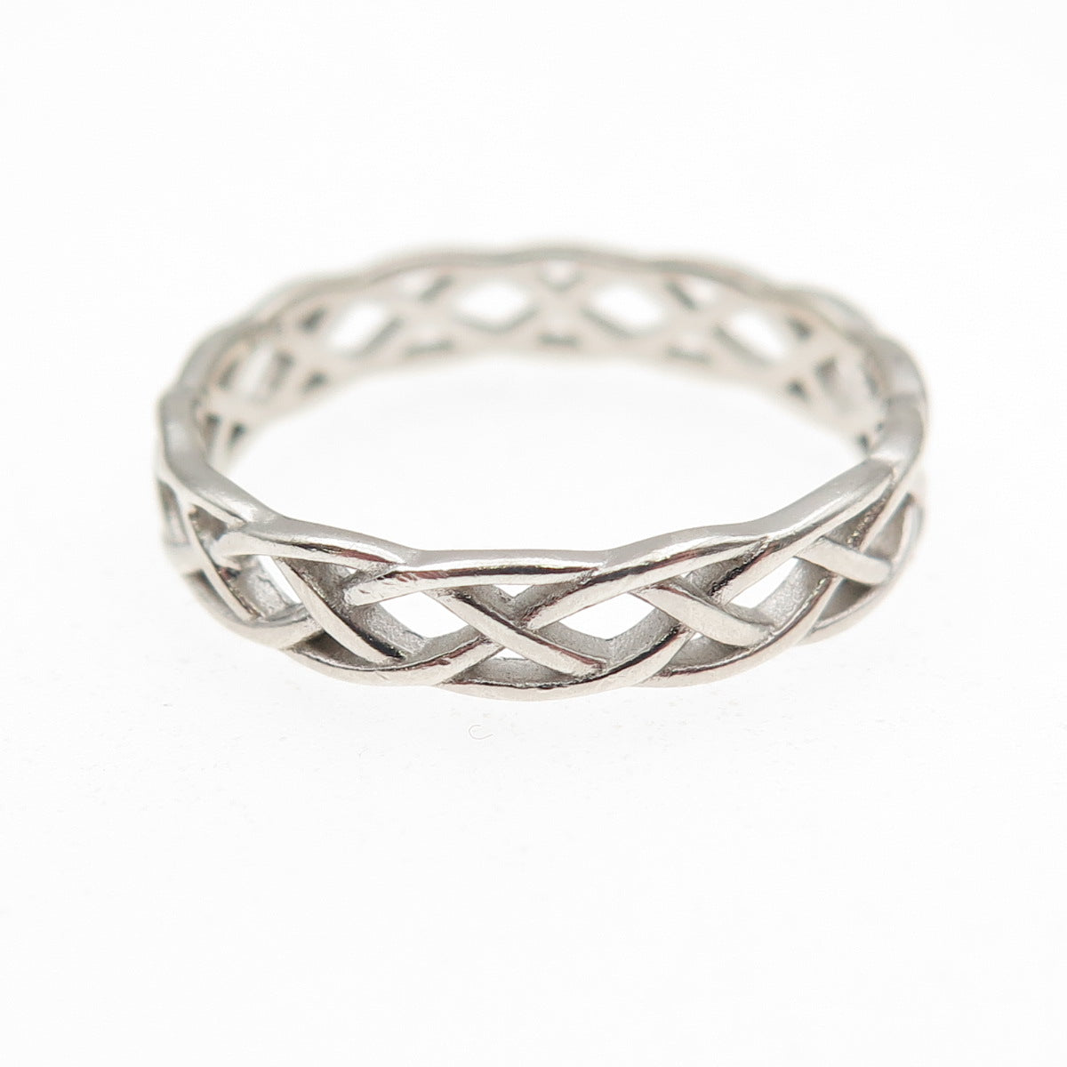 925 Sterling Silver Vintage Woven Band Ring Size 7