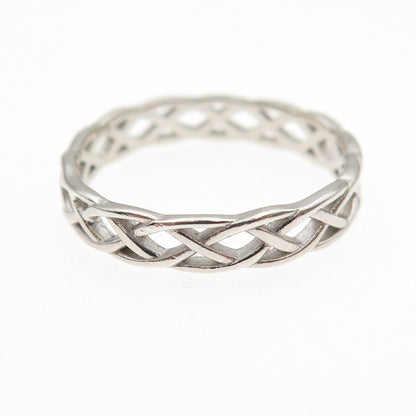 925 Sterling Silver Vintage Woven Band Ring Size 7