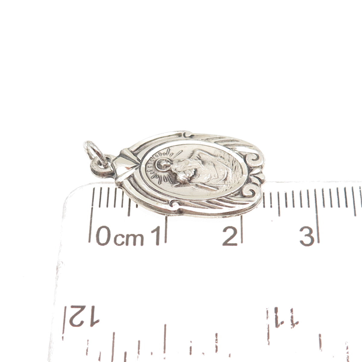 HMH Religious Sterling Antique Art Deco St. Christopher Catholic Medal Pendant