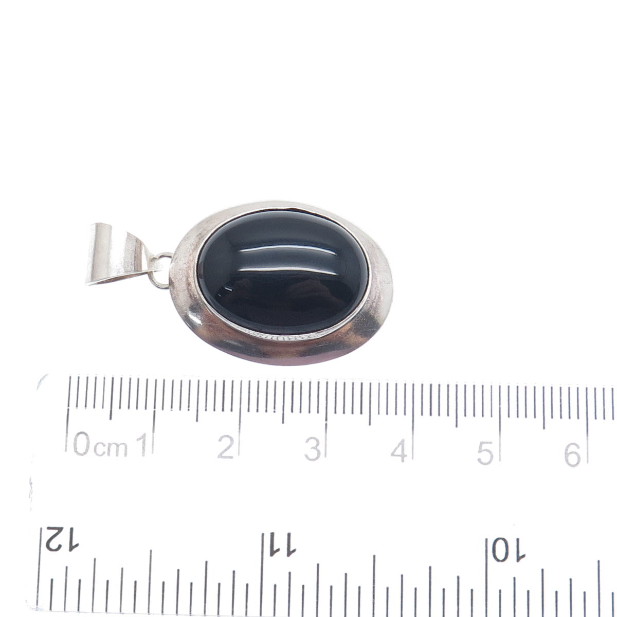 Old Pawn 925 Sterling Silver Vintage BI Southwestern Black Onyx Tribal Pendant