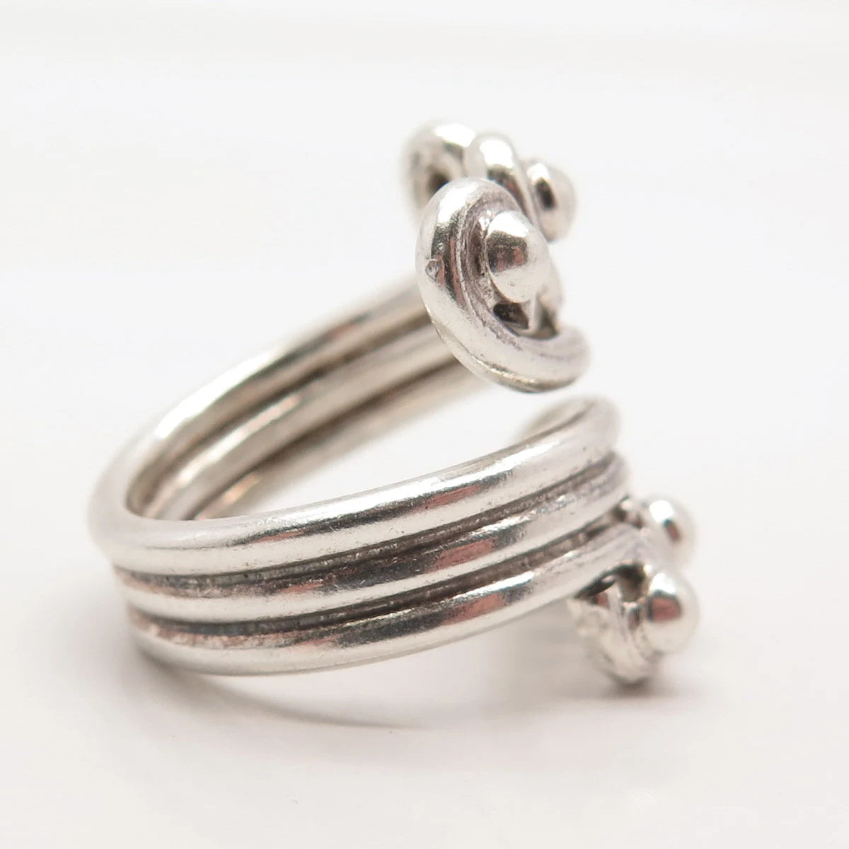 925 Sterling Silver Vintage Swirl Beaded Ring Size 6.5