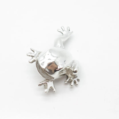 925 Sterling Silver Vintage Mexico Jumping Frog Pin Brooch